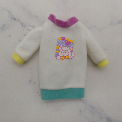 Barbie Babysitter Skipper Doll Sweater Shirt Top White Teddy Bear 1994 12071