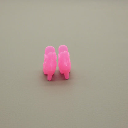 Barbie Doll Size Shoes Pink Closed Round Toe High Heel Ankle Boot Straps