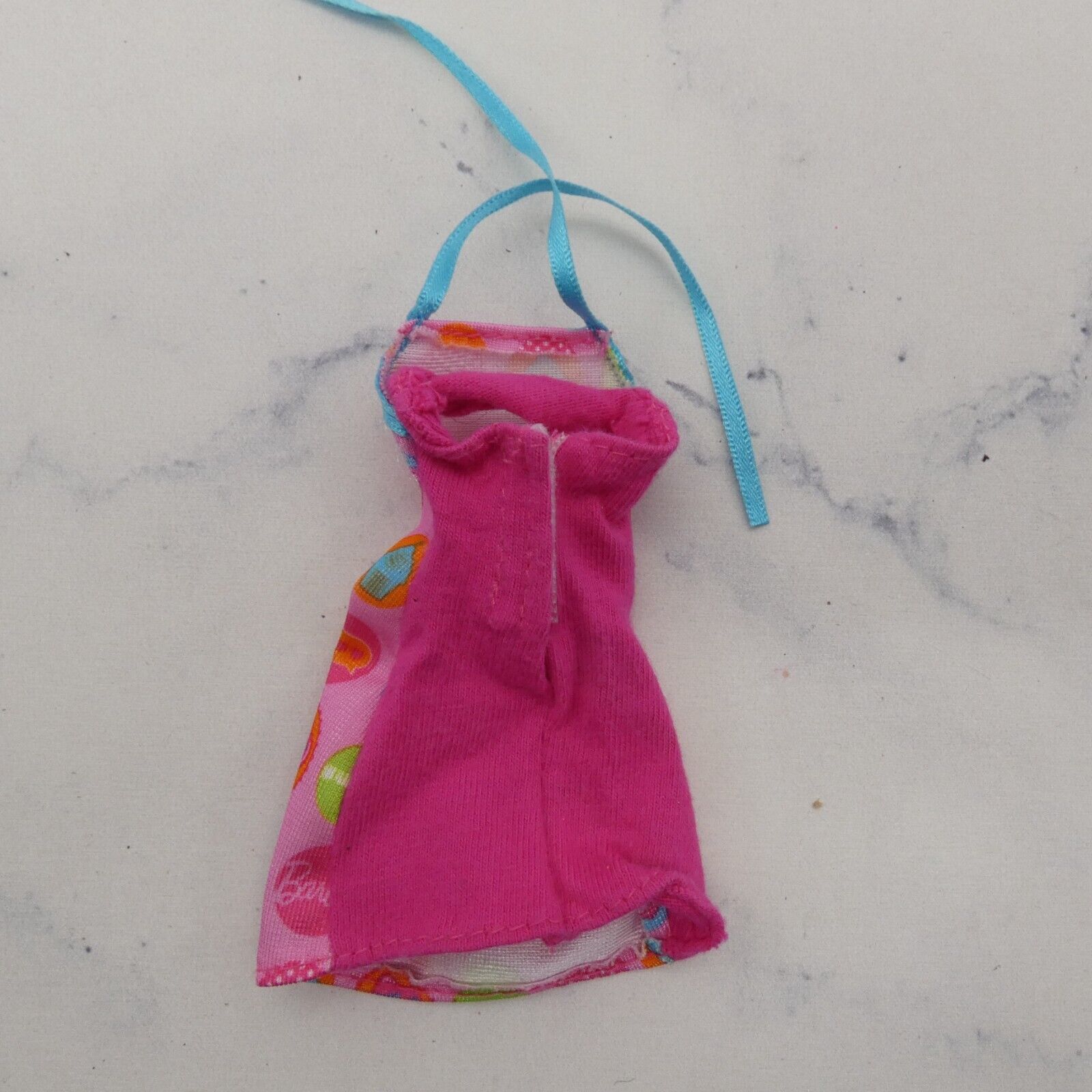 Barbie Brunch Time Doll Mini Dress Pink Halter Blue Strap 2010 Mattel V8656