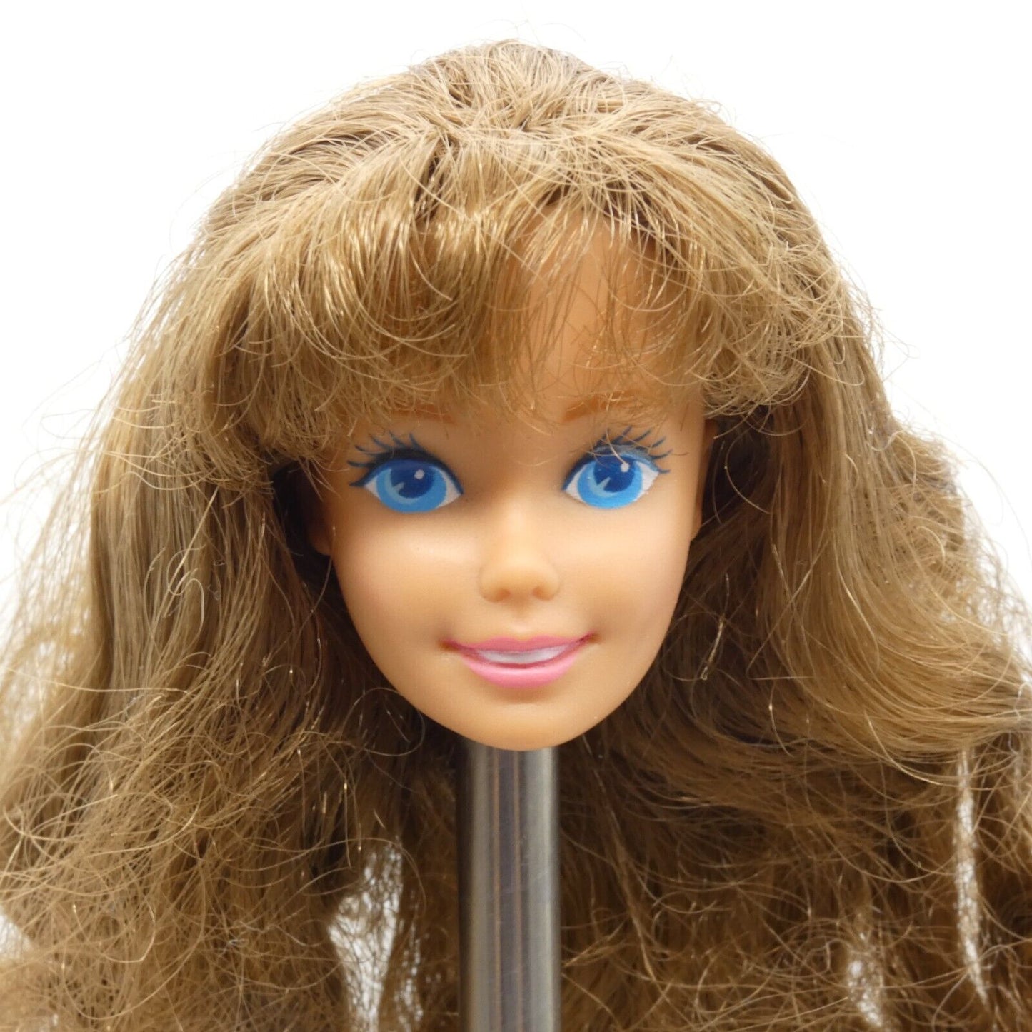 Barbie Little Debbie SuperStar Doll Head Light Skin Curly Brown Hair 1992 10123