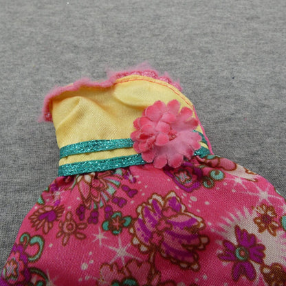 Barbie Doll Size Fashion Dress Yellow Bodice Pink Floral Skirt Sweetheart Mattel