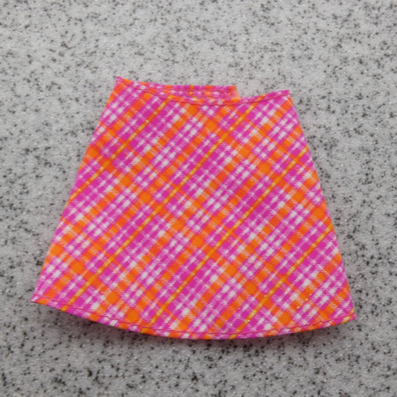 Barbie Doll Skirt Pink Orange Cross Plaid A-line Fits Fashionista Genuine Mattel