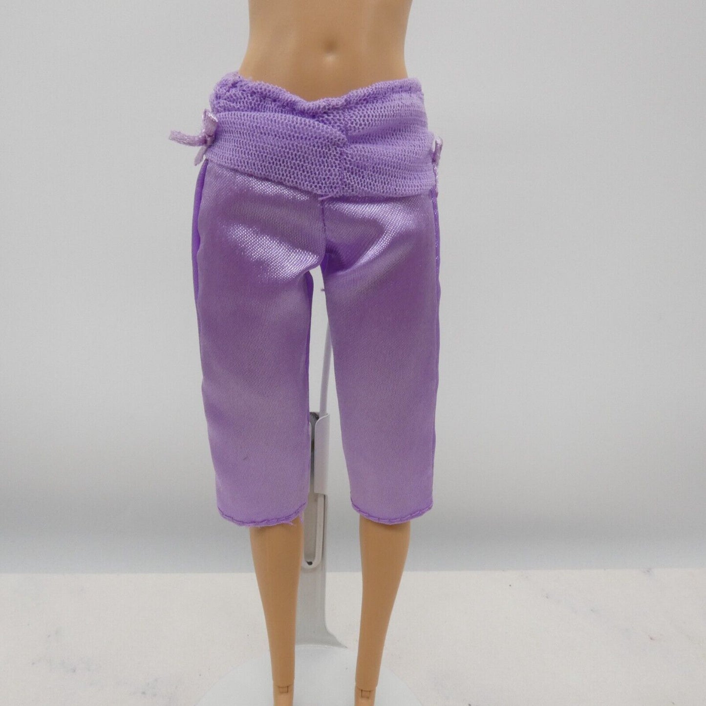 Barbie Doll Size Pants Purple Lavender Capri Knee Length Bows On Waistband