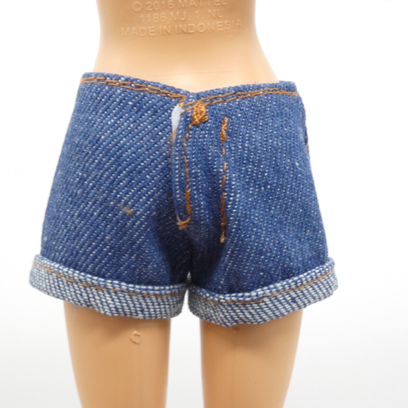 Barbie Doll Size Shorts Blue Jeans Denim Like Rolled Cuff Fits Fashionistas