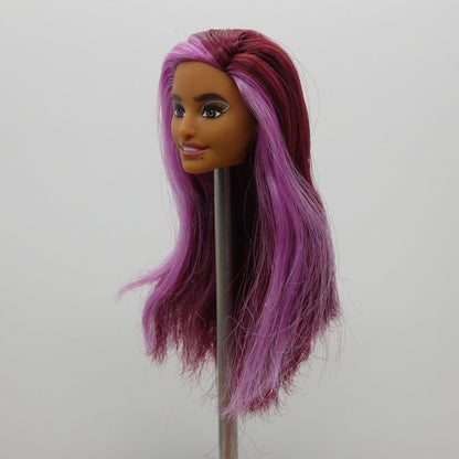 Barbie Fashionistas 207 Doll Head Greek Face Magenta Pink Hair Medium Skin HJT04