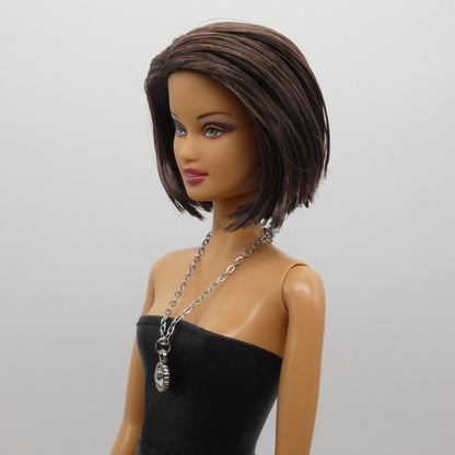 Necklace for Barbie Integrity Toys Size Doll Round Crystal Pendant Silver Chain