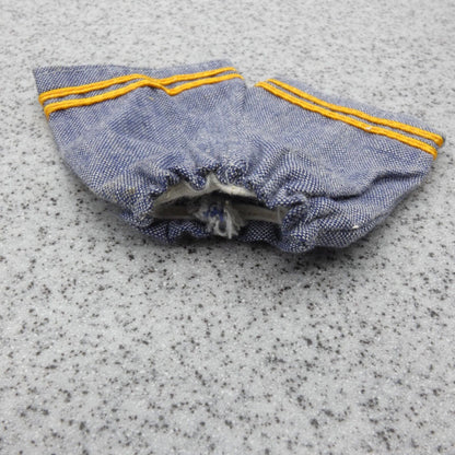 Barbie Doll Size Shorts Blue Jean Denim Like Yellow Stripe Accents Elastic Waist