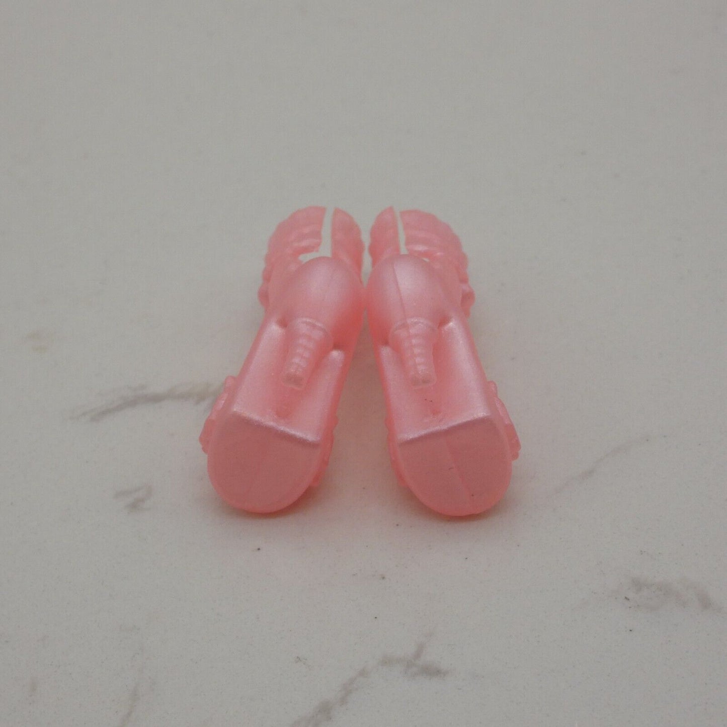 Barbie Doll Fit Shoes Pink High Heels Sandals Ankle Strap Open Toe Ribbons