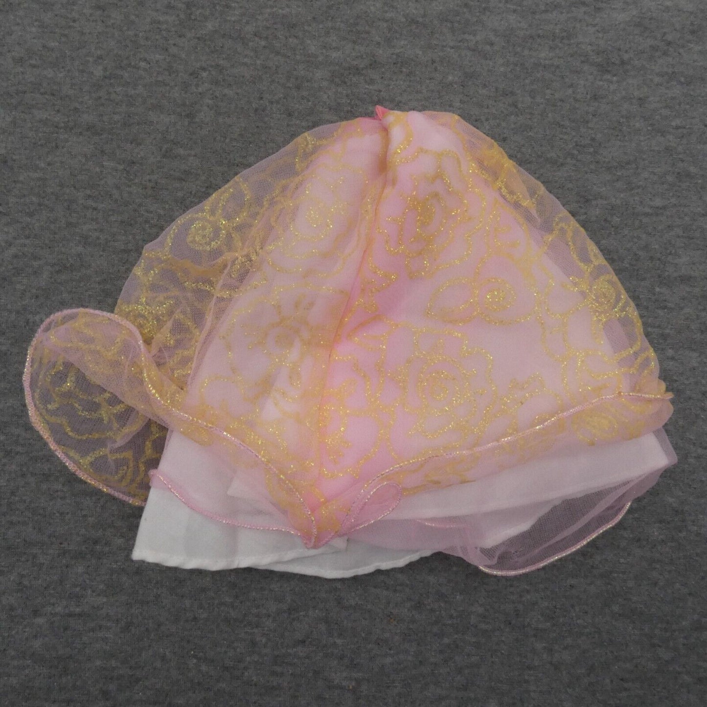 Barbie Doll Size Skirt Pink Rose Color 3 Layered Tulle Gold Accents