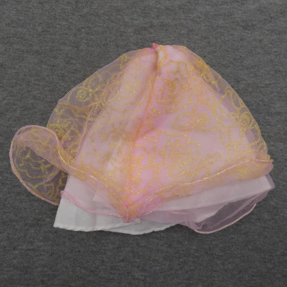 Barbie Doll Size Skirt Pink Rose Color 3 Layered Tulle Gold Accents