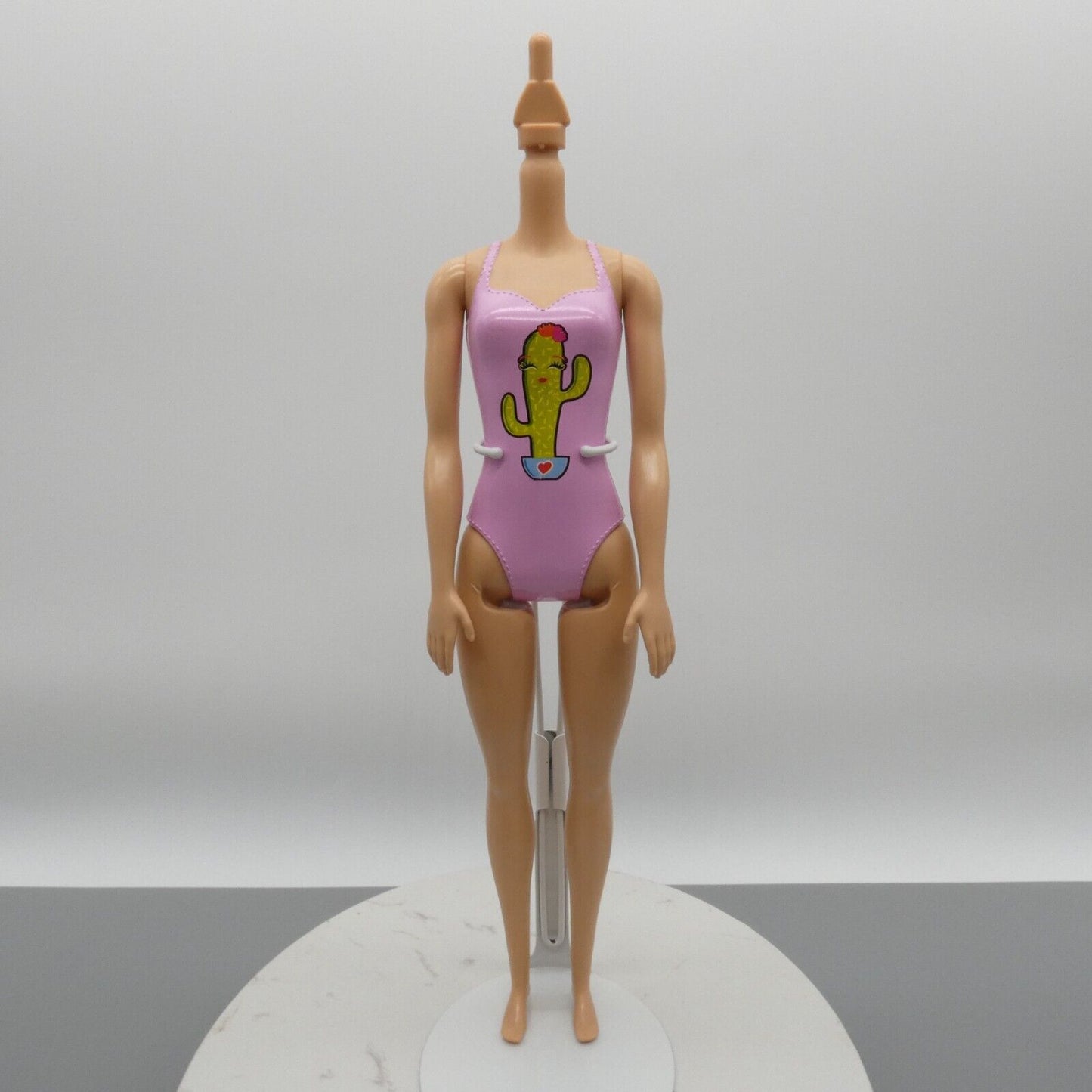 Barbie Water Play Doll Body Medium Light Skin Pink Molded Swimsuit Cactus GHT20