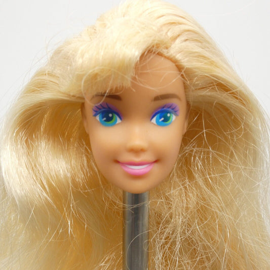 Barbie Snap 'N Play Doll Head Long Wavy Blonde Hair Bangs 1991 Mattel 3550