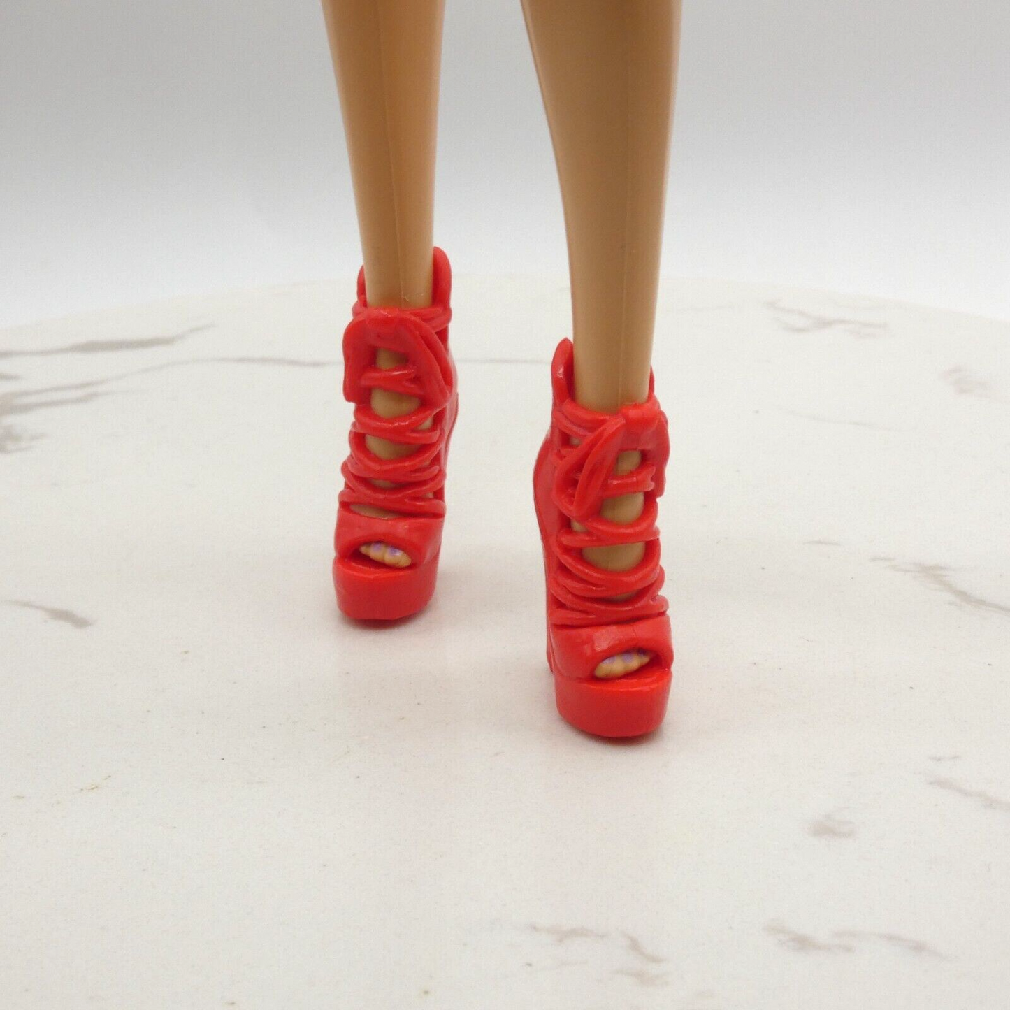 Barbie Doll Shoes Red High Heel Sandals Strappy Platform Fit Model Muse MTM