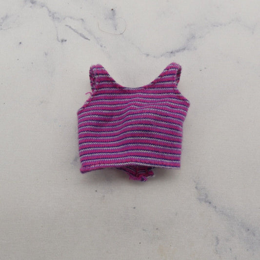 Barbie Doll Size Shirt Tank Top Purple Magenta Sleeveless Striped Terry Cloth