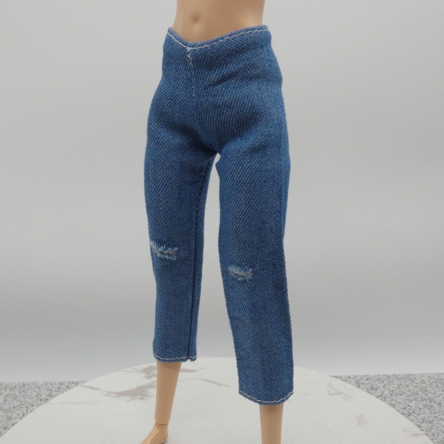 Barbie Doll Size Jeans Medium Wash Blue Pants Capri Distressed Fit Made To Move