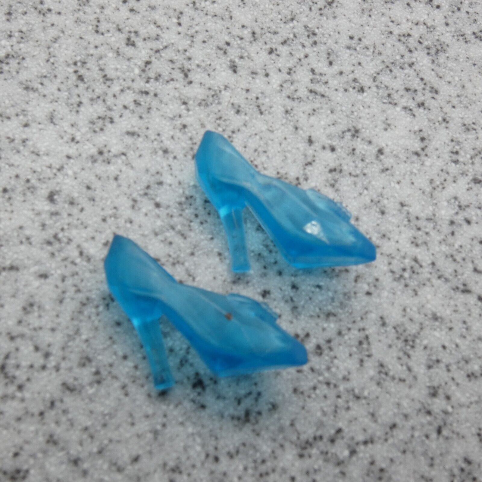 Barbie Doll Size Shoes High Heel Clear Blue Closed Pointed Toe Pumps B1 Clone