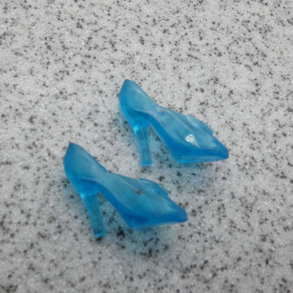 Barbie Doll Size Shoes High Heel Clear Blue Closed Pointed Toe Pumps B1 Clone