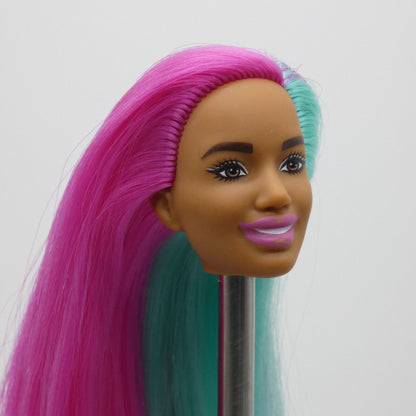 Barbie Albus Face Doll Head Only AA Dreamtopia Mermaid 2021 Pink Teal Hair