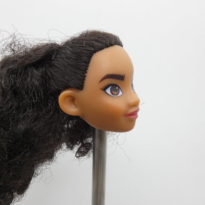 Disney Moana Doll Head Only Black Wavy Curly Hair Ponytail Pacific Islander