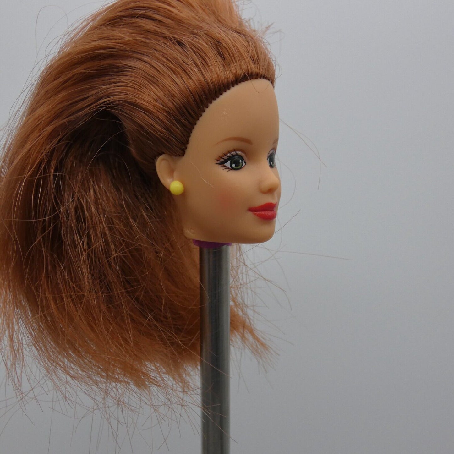 Barbie Doll Head Red Hair Mackie Face Yellow Earrings 1998 Pretty In Plaid 20667