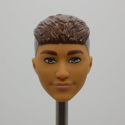 Barbie Fashionistas 195 Ken Doll Head Brown Hair French Crop Green Eyes HJT59 Y8