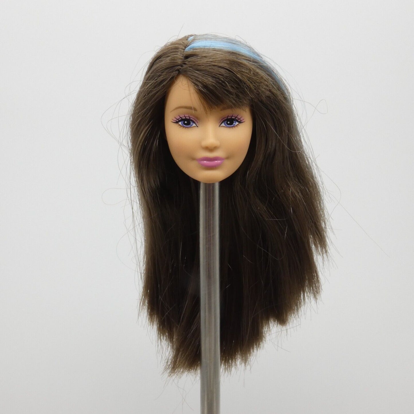 Barbie Dreamhouse Skipper Doll Head Brown Blue Hair Closed Mouth 2012 W3283