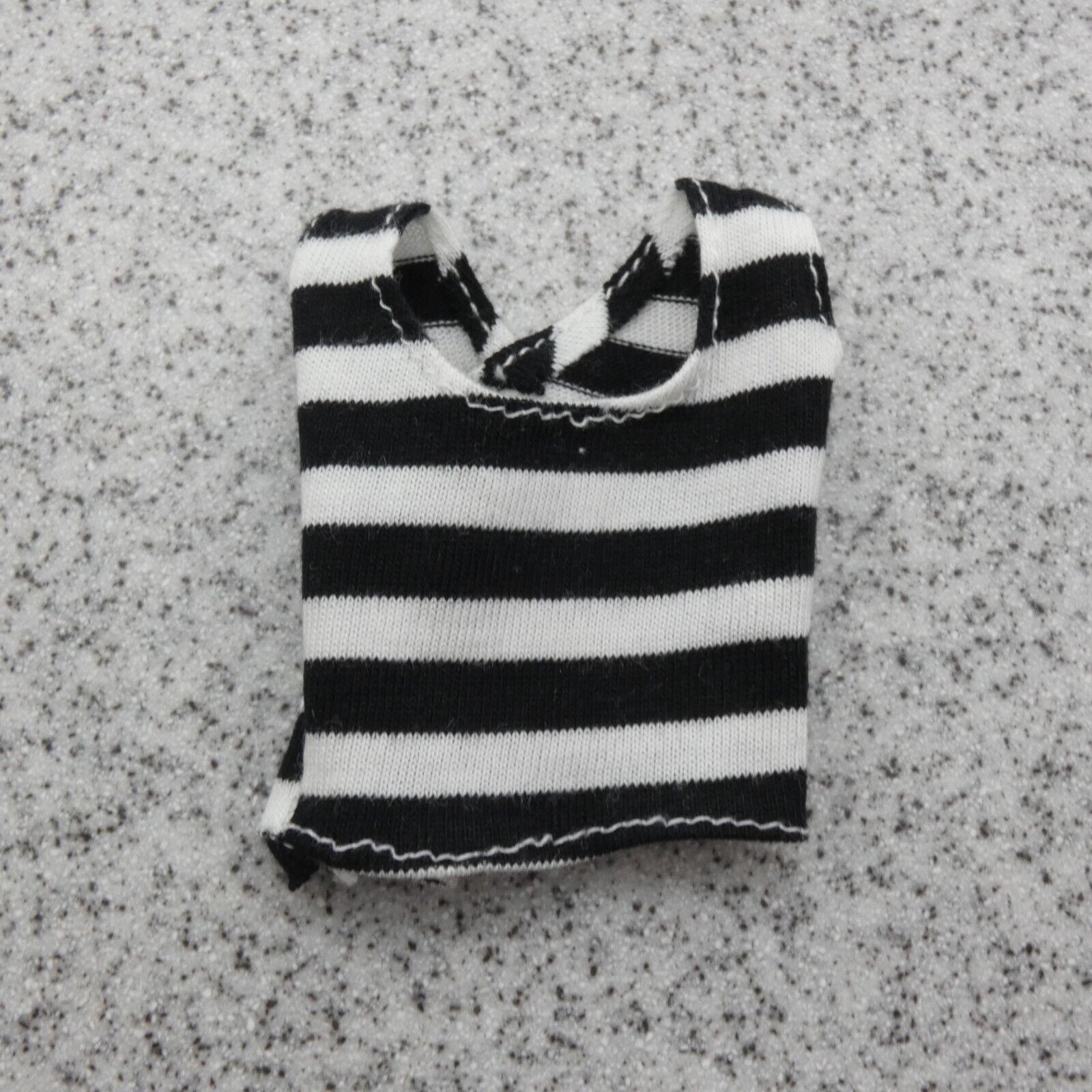 For Barbie Size Doll Tank Top Shirt Black White Striped Midriff Sleeveless