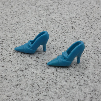 Barbie Doll Size Shoes High Heel Teal Blue Closed Pointed Toe Pumps B1 Clone