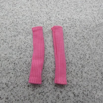 Barbie Doll Size Leg Warmers Pink Ribbed Knit Workout Dance Knee to Ankle