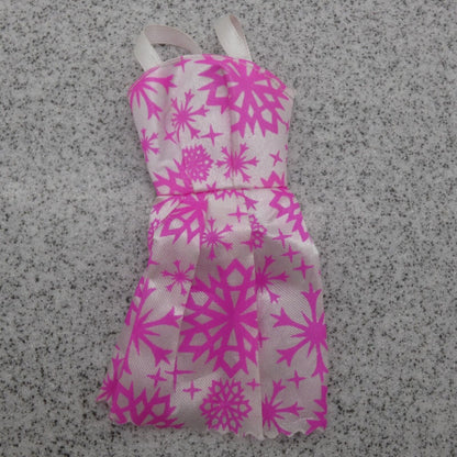 Barbie Doll Size Fashion Dress Pink Snowflakes Shimmer Tank Sleeveless Clone