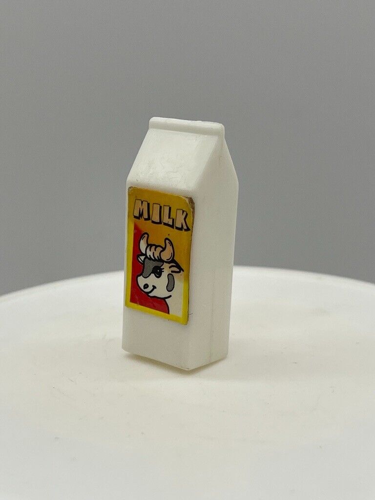 Barbie Doll Size Milk Carton White Cow Logo 1.5 In Kitchen Diorama Decoration