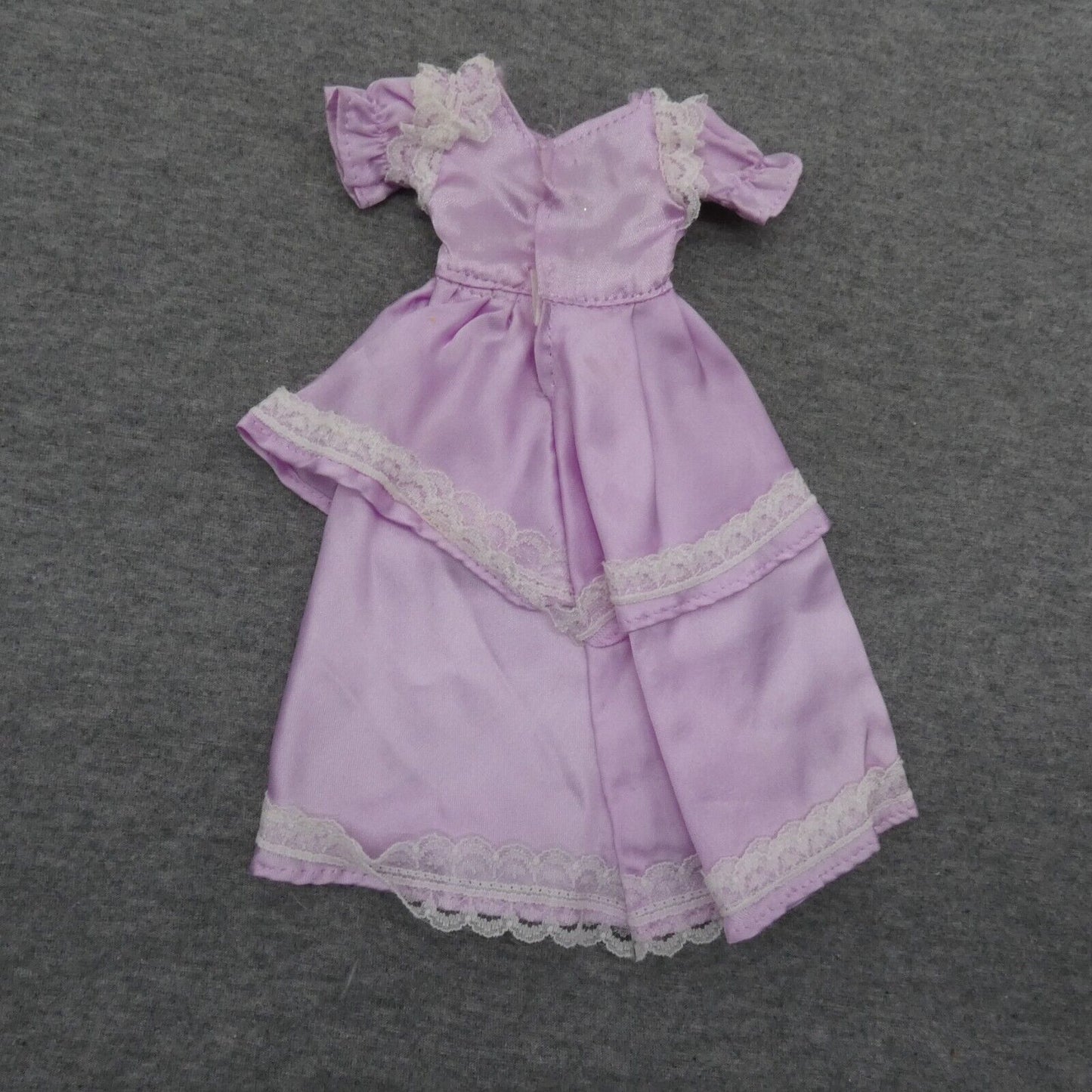 Barbie Doll Size Fashion Dress Purple Lavender White Lace Trim Gown