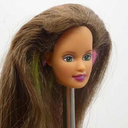 Barbie Happenin Hair Teresa Doll Head Brown Green Pink Hair 1999 Mattel 22884