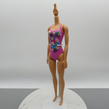 Barbie Water Play Doll Body Medium Light Skin Molded Swimsuit Flat Feet DWK00