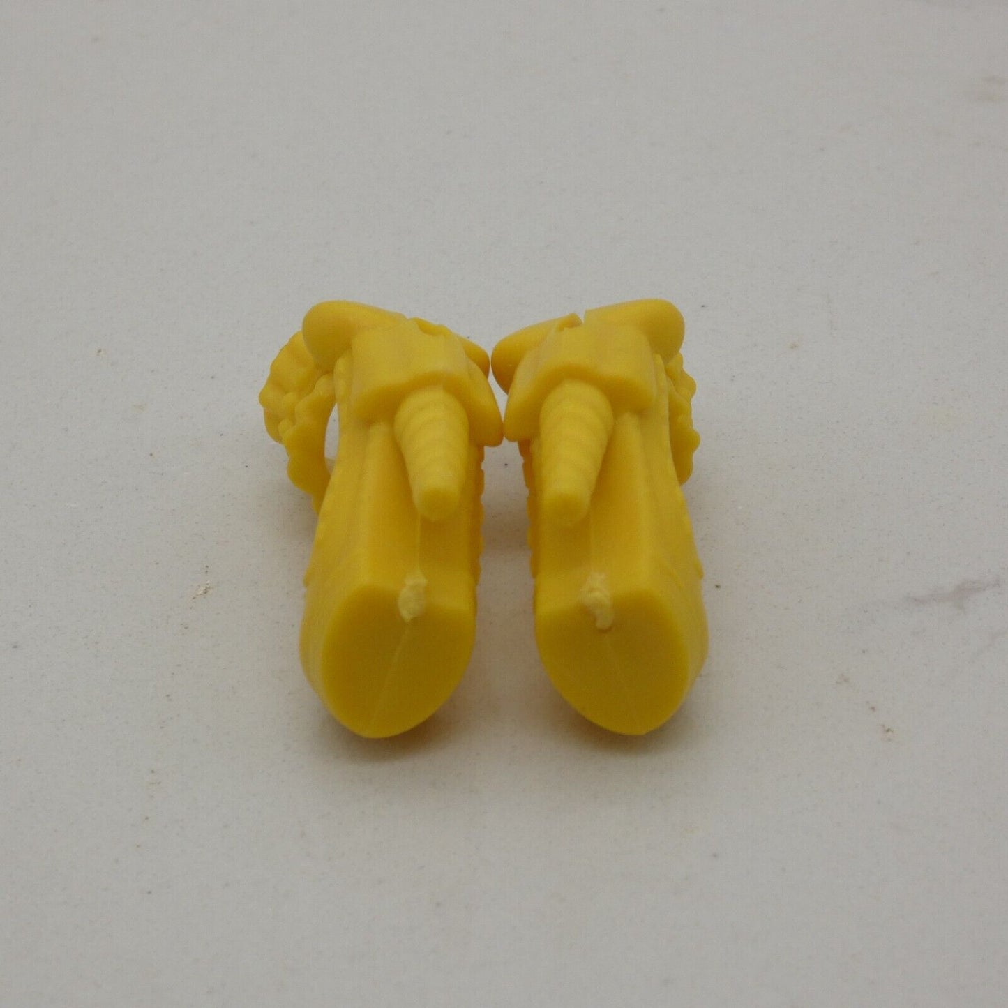 Barbie Doll Size Shoes High Heel Yellow Ruffle Ankle Strap Round Closed Toe