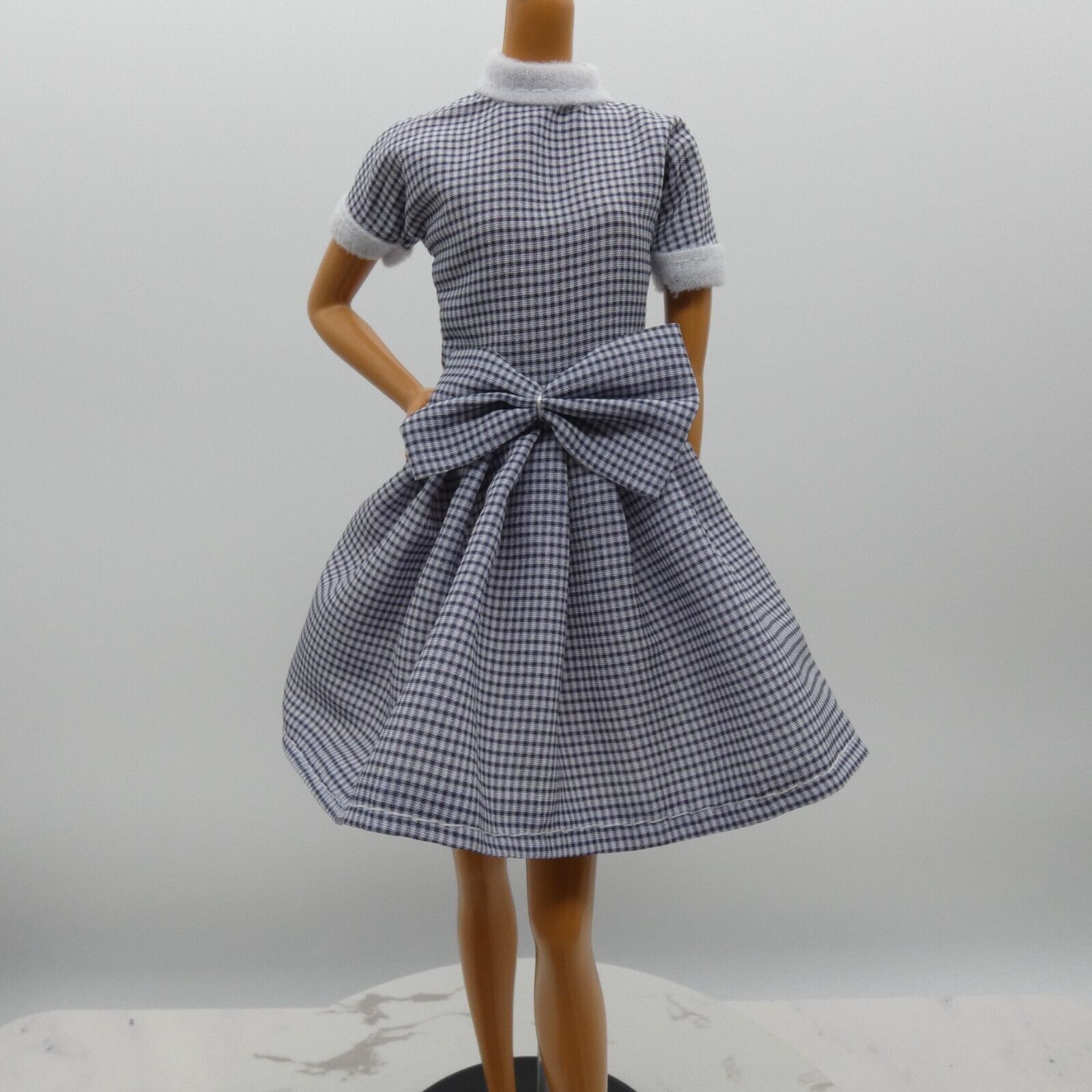 Barbie Doll Size Fashion Dress Black White Check Retro Lucy Fits Model Muse MTM