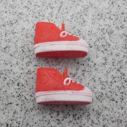 Barbie Doll Shoes Red Sneakers Sim Lace Up High Top White Soles School Flat Feet