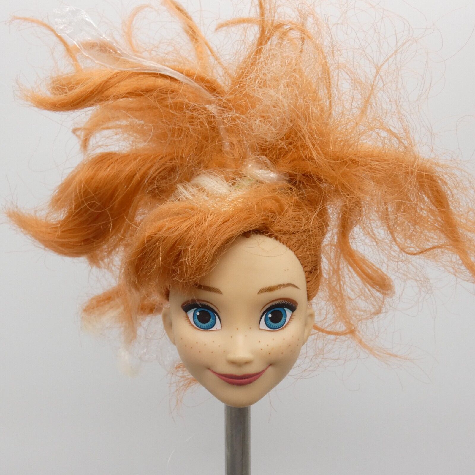 Disney Frozen Princess Anna Doll Head Red Frizzy Hair Silver Highlights Hasbro