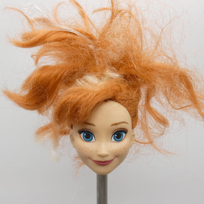 Disney Frozen Princess Anna Doll Head Red Frizzy Hair Silver Highlights Hasbro