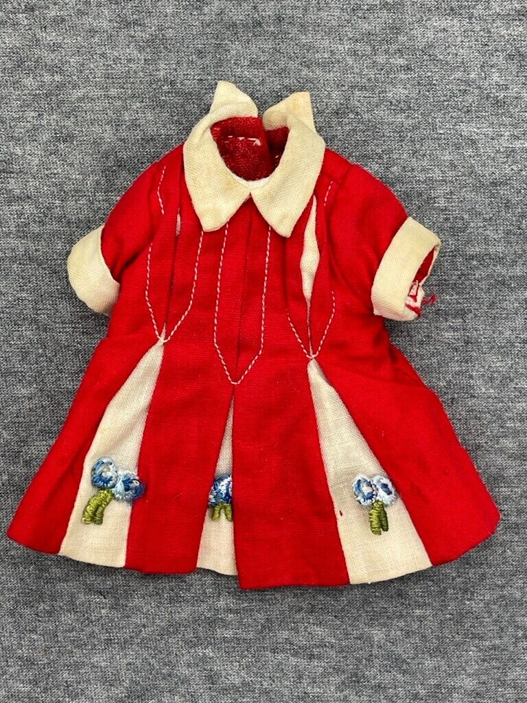 Vintage Deluxe Reading Penny Brite Doll Red White Dress Pleats 1960s