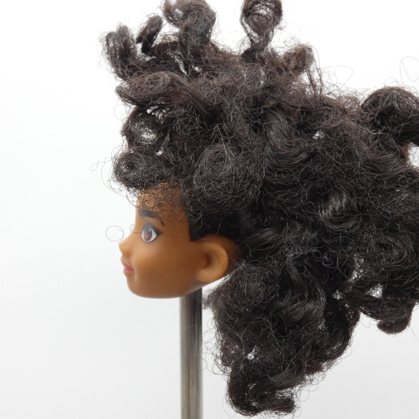 Disney Moana Doll Head Only Black Ponytail Curly Wavy Hair Pacific Islander