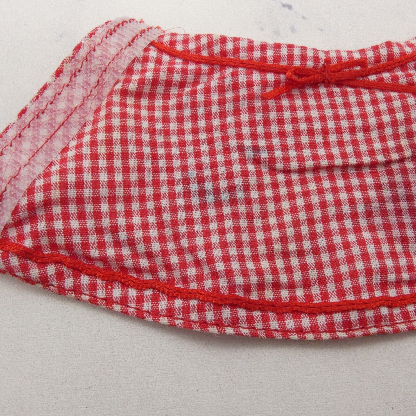 Barbie Doll Size Skirt Pink Floral Print Reversible Red Gingham Checkered