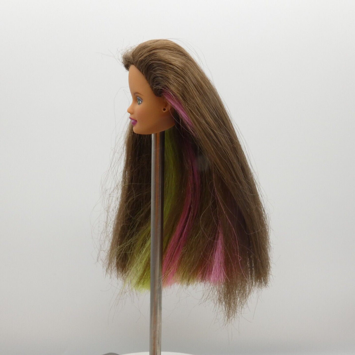 Barbie Happenin Hair Teresa Doll Head Brown Green Pink Hair 1999 Mattel 22884