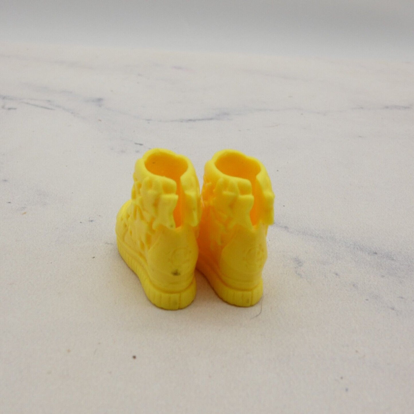 Barbie Doll Shoes Yellow High Top Sneakers Stars Laces For Heel Feet OR MTM