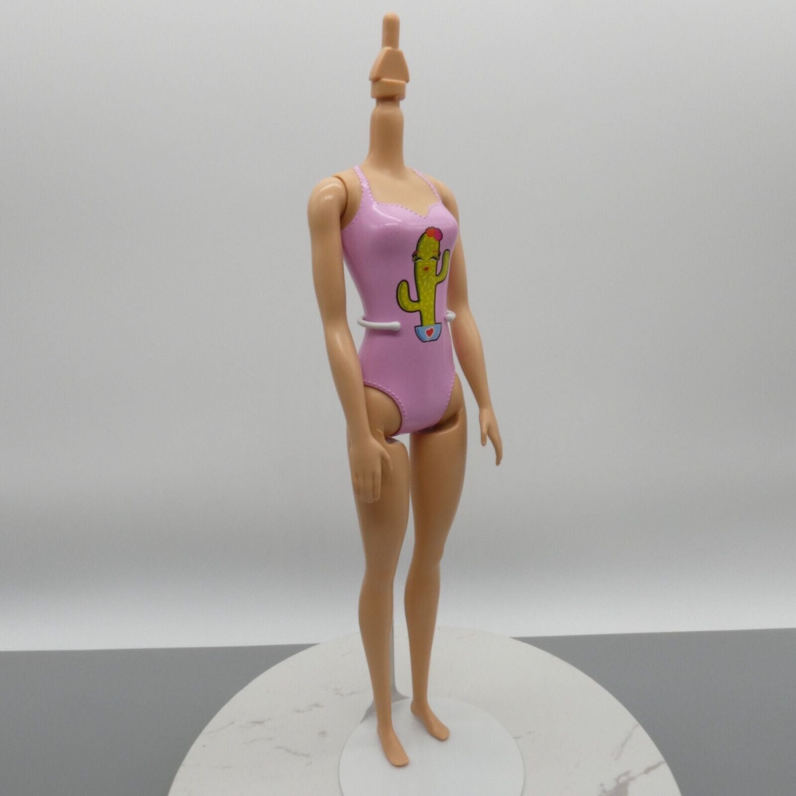 Barbie Water Play Doll Body Medium Light Skin Pink Molded Swimsuit Cactus GHT20