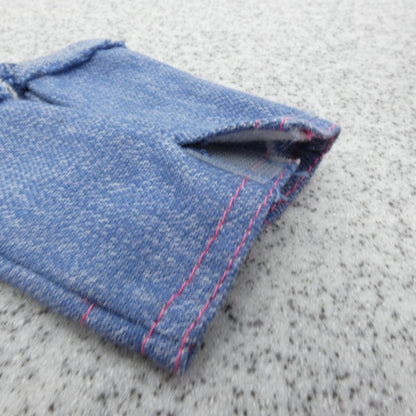 Barbie Doll Size Shorts Blue Jeans Denim Like Knee Length Rolled Cuff Button