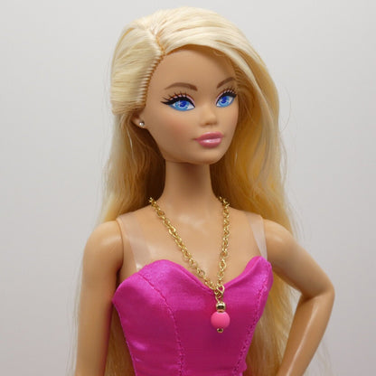 Necklace for Barbie Integrity Toys Doll Hot Pink Sphere Pendant Gold Tone Chain