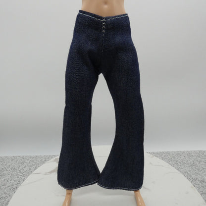 Barbie Doll Size Jeans Dark Wash Blue Pants Wide Leg Mid High Waist Flare Ankle