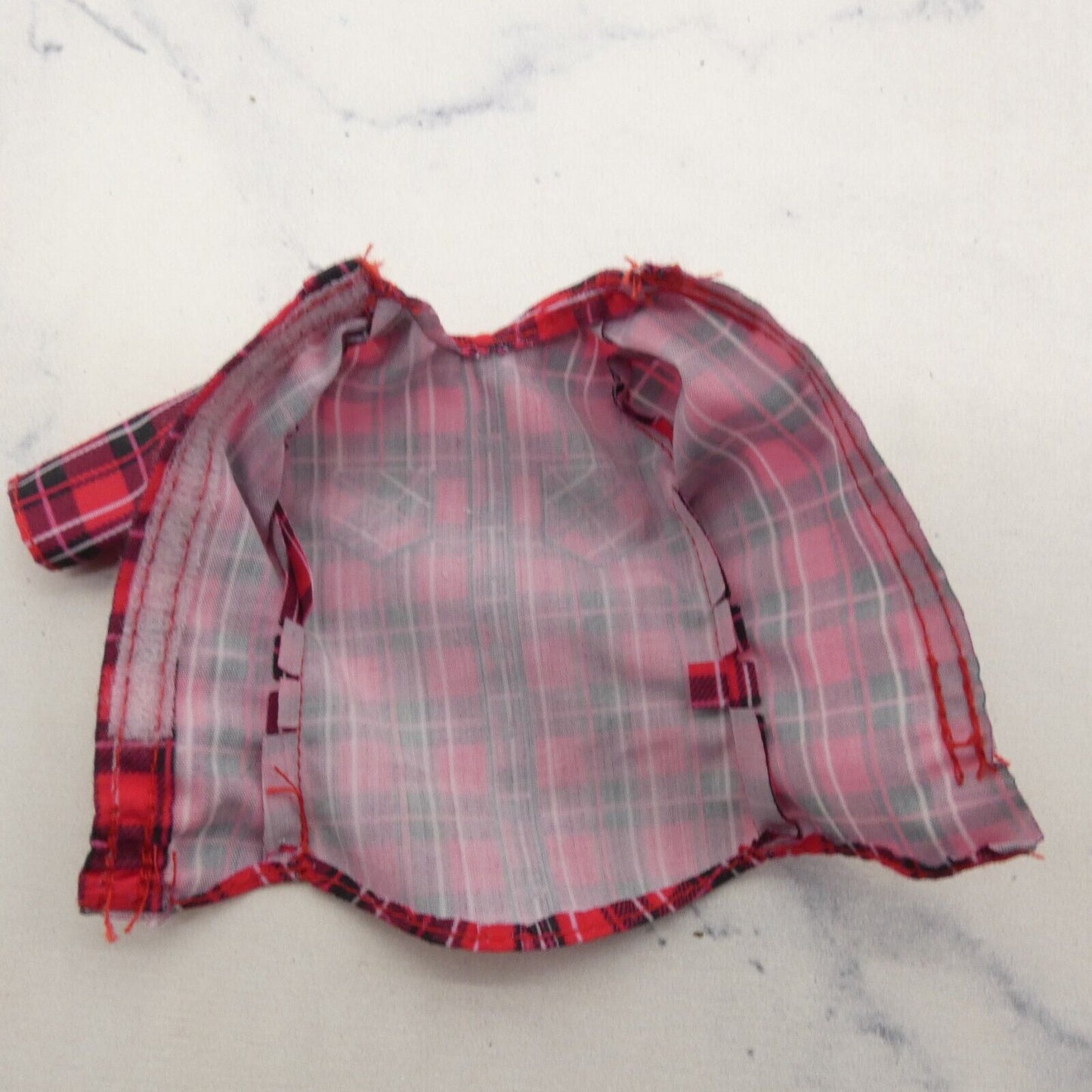 Barbie Camping Fun Doll Shirt Top Red Plaid 3/4 Long Sleeve Farmer 2016 FDB44