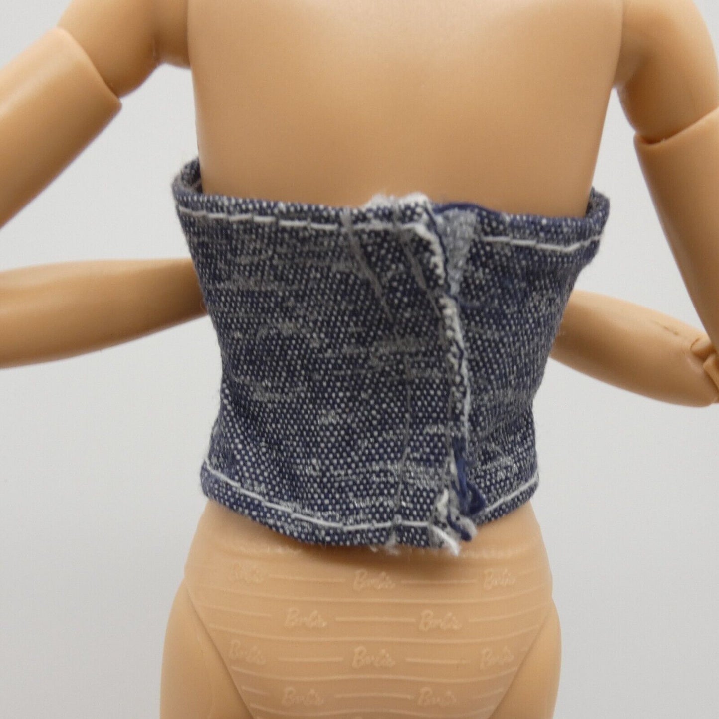 Barbie My Scene Doll Size Tube Top Blue Jean Ribbed Denim Like Strapless Bodice